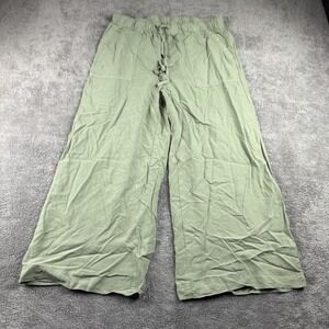 Thread & Supply Wide Leg Crop‎ Pants Womens XL Green Super Soft Relaxed Fit NWT